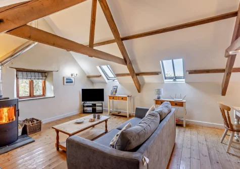 The living area at Marsland Cottage at Cory Farm, Gooseham