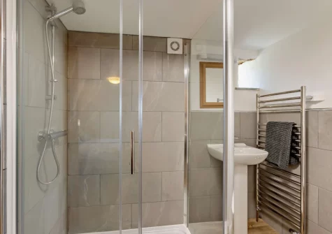 Bedroom #1 en-suite shower room at Marsland Cottage at Cory Farm, Gooseham