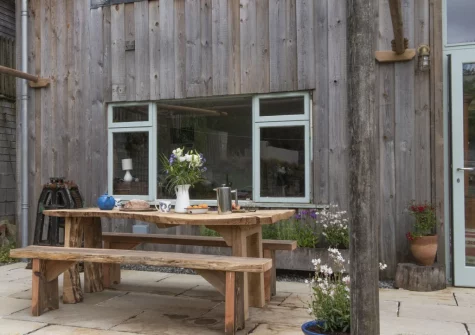 The patio & alfresco dining area at Master Shipwrights House, Penpol