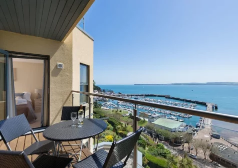 The balcony & outdoor sitting area at Masts A8, Torquay