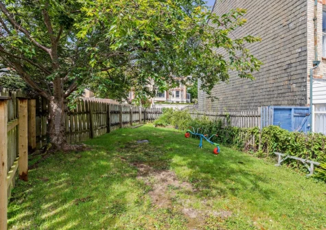 The enclosed lawned garden at Mayfield, Ilfracombe