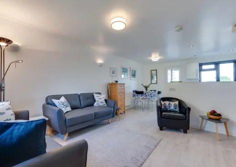 The living area at Mayflower Cottage, Padstow