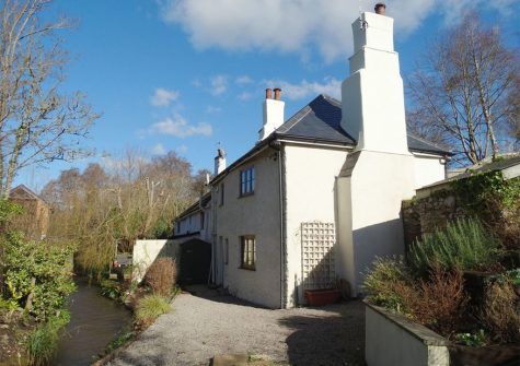 The brook & patio at Meadow Brook Cottage, Sandridge