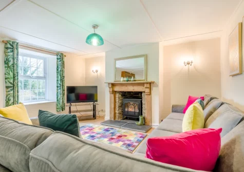 The living area at Meadow Cottage at Cannalidgey Farm, St Issey