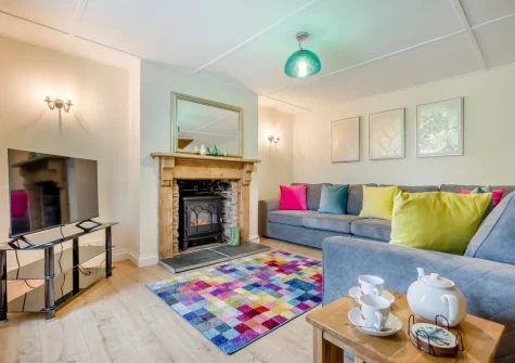 The living area at Meadow Cottage at Cannalidgey Farm, St Issey