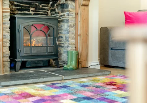 The living area at Meadow Cottage at Cannalidgey Farm, St Issey