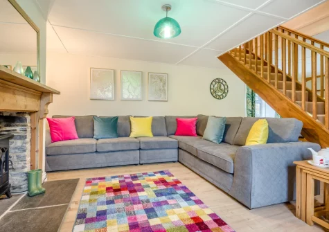 The living area at Meadow Cottage at Cannalidgey Farm, St Issey