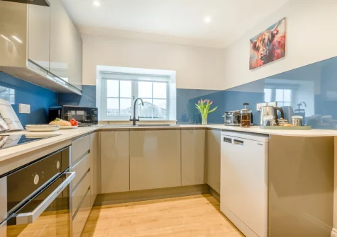 The kitchen at Meadow Cottage at Cannalidgey Farm, St Issey