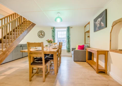 The dining area at Meadow Cottage at Cannalidgey Farm, St Issey