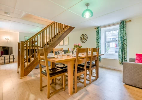 The dining area at Meadow Cottage at Cannalidgey Farm, St Issey