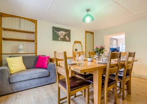 The dining area at Meadow Cottage at Cannalidgey Farm, St Issey