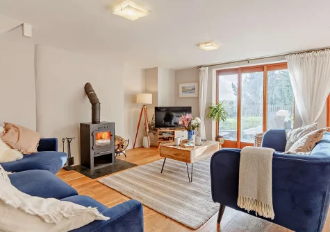The living area at Meadows, Higher Treyone, Hessenford