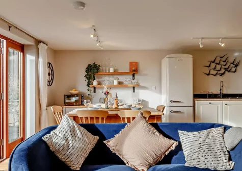 The living area at Meadows, Higher Treyone, Hessenford