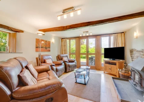 The living area at Meadowside Barn, Meshaw