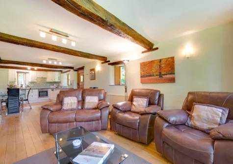 The living area at Meadowside Barn, Meshaw