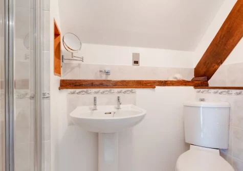 Bedroom #1 ensuite shower room at Meadowside Barn, Meshaw