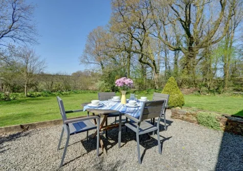 The patio & alfresco dining area at Meadowside Barn, Meshaw