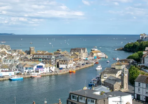 far reaching view, across the river to the sea beyond, from the garden