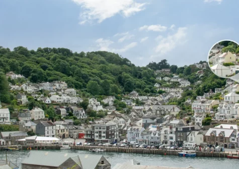 Meadowsweet is set in an elevated position on the hillside overlooking the seaside town of Looe & the river