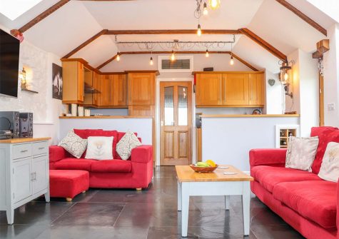 The living area at Meadowview Cottage, Trelash