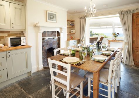 The dining area at Merlins Cottage, Trevellick