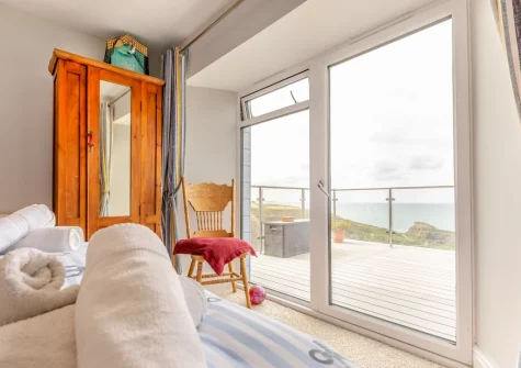 The bedroom at Merlins Roost, Tintagel