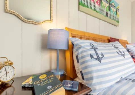 The bedroom at Merlins Roost, Tintagel
