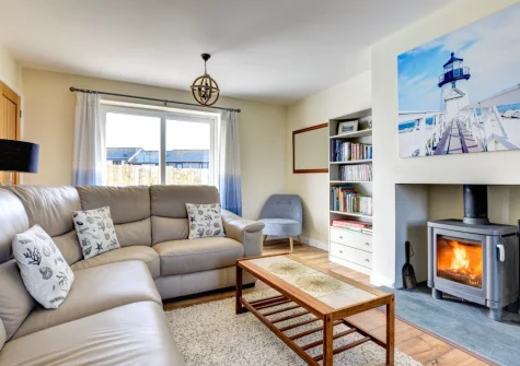 The living room at Merlyn, Porthleven