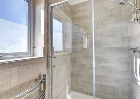 Bedroom #1 en-suite shower room at Merlyn, Porthleven