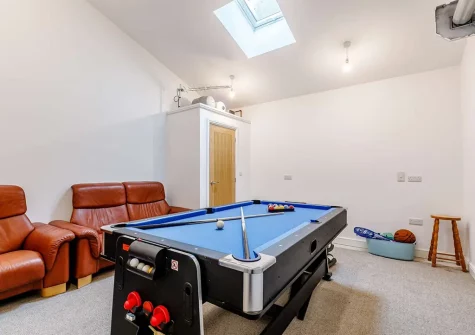 The games room at Merry Barn, Payhembury