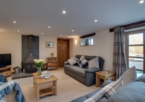The living room at Mill Barn, Bish Mill