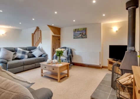 The living room at Mill Barn, Bish Mill