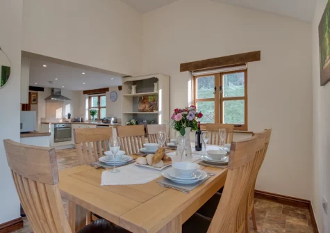 The dining area at Mill Barn, Bish Mill