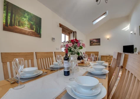 The dining area at Mill Barn, Bish Mill