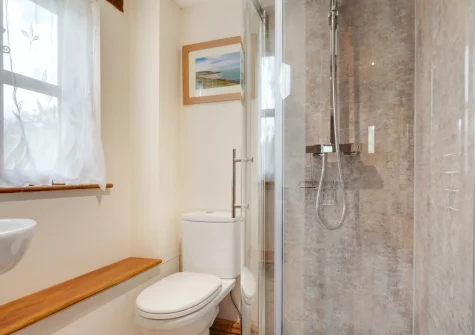 The shower room at Mill Barn, Bish Mill