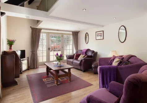 The living room at Mill Cottage, Cockington Village, Torquay