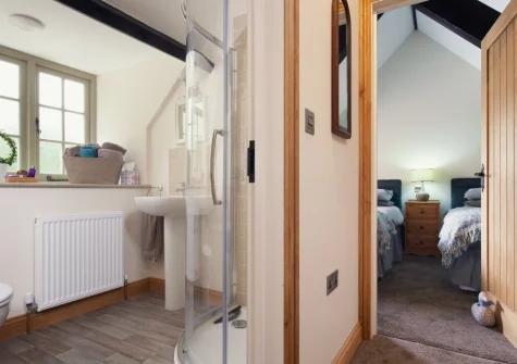 The bathroom at Mill Cottage, Cockington Village, Torquay
