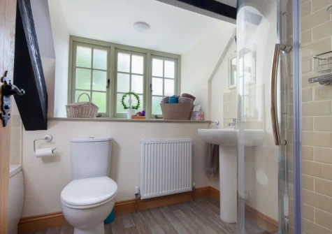 The bathroom at Mill Cottage, Cockington Village, Torquay
