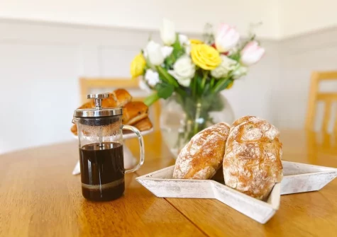 The dining area at Mill View Cottage, Sutcombe