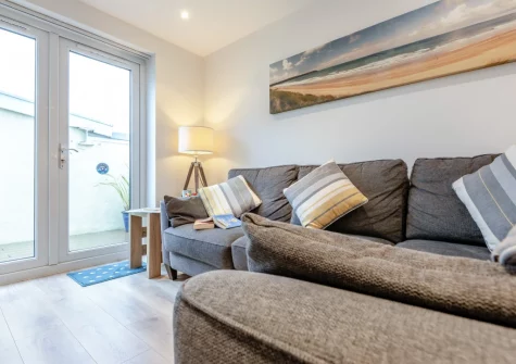 The living area at Millrock Cottage, Woolacombe