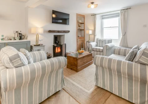 The living area at Mole End, Fowey