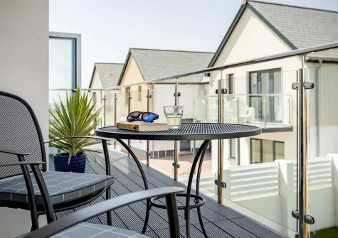 The decked balcony & outdoor sitting area at Mondeville, Westward Ho!