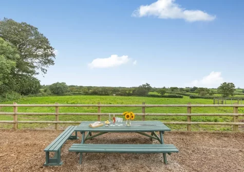 The alfresco dining area at Monks Treasure, Yeomadan