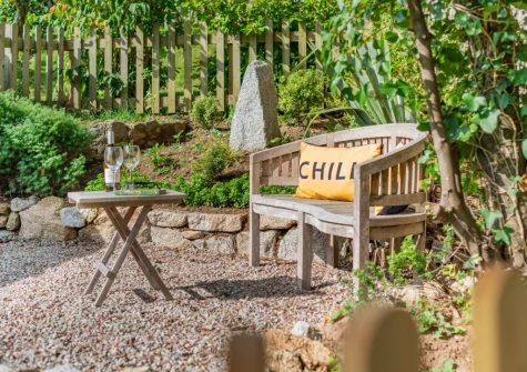 The enclosed garden & outdoor sitting area at Monterey at Polsue Gardens, Tresillian