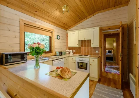The kitchen at Monterey Lodge, Forest Lakes, Woolfardisworthy