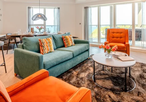 Mordardha, Newquay is a stunning contemporary three-bedroom apartment with breathtaking panoramic sea views. Enjoy luxurious modern comfort just metres from Tolcarne beach, featuring stylish private balconies and access to Cornwall's best.