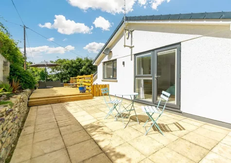 The patio & outdoor sitting area at Morethanporth, Newquay