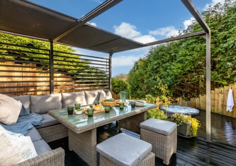 The decked patio & alfresco dining area at Morva, Carbis Bay