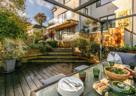 The decked patio & alfresco dining area at Morva, Carbis Bay