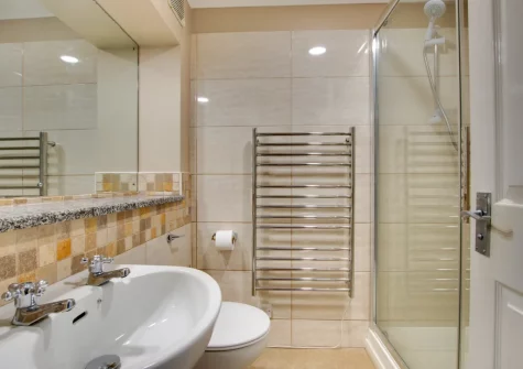 The shower room at Morvah, 7 Zodiac House, Porthcurno